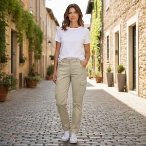 Vintage Gap Tan Khaki Cargo‎ Pants Y2K High Rise Boho Minimalist Size 31 x 32